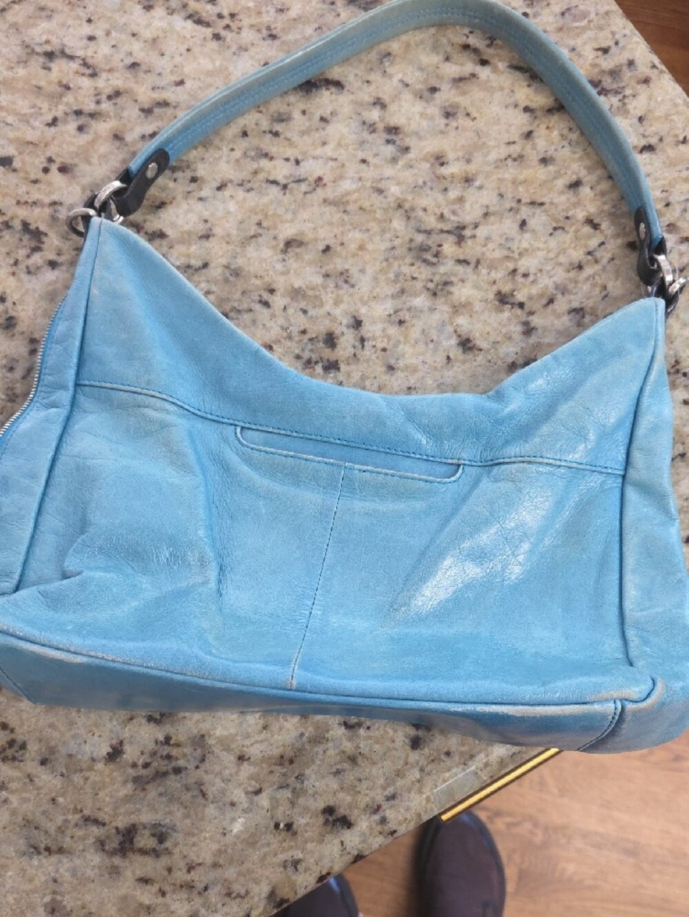HOBO Light Blue Suede Shoulder Bag